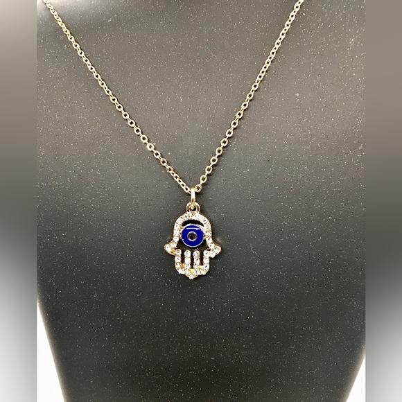 Hamsa Necklace with Evil Eye - Claire’s, 16 + 3 Inches - Picture 2 of 6